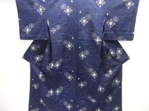 未使用品　華紋模様織出し手織り紬着物